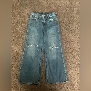 Old Navy Kids Blue Distressed baggy wide legs denim jeans size 10